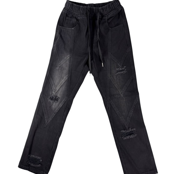 Other - Watson Baggy Fit Jeans Mens 28 Black Distressed Denim Drawstring Waist Straight